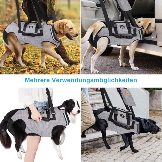 Carrying Aid Harness, Lifting Harness for Medium Dogs, Sling for Medium Dogs, Full Body Harness, Dog Carry Bag with Shoulder Strap, Soft, Waterproof, Adjustable, Grey, XL Carrying Aid Harness, Lifting Harness for Medium Dogs, Sling for Medium Dogs, Full Body Harness, Dog Carry Bag with Shoulder Strap, Soft, Waterproof, Adjustable, Grey, XL