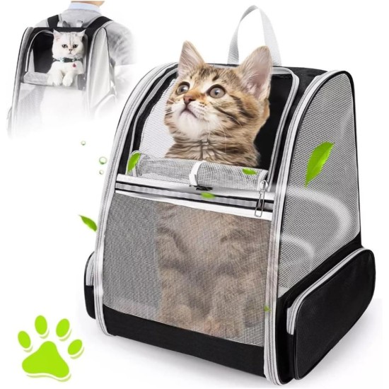 Cat Backpack Dog Backpack, Foldable Cat Transport Backpack Fully Ventilated Mesh Cat Transport Backpack Shoulder Bag, Cat Backpack for Travel, Walks and Hiking Cat Backpack Dog Backpack, Foldable Cat Transport Backpack Fully Ventilated Mesh Cat Transport Backpack Shoulder Bag, Cat Backpack for Travel, Walks and Hiking