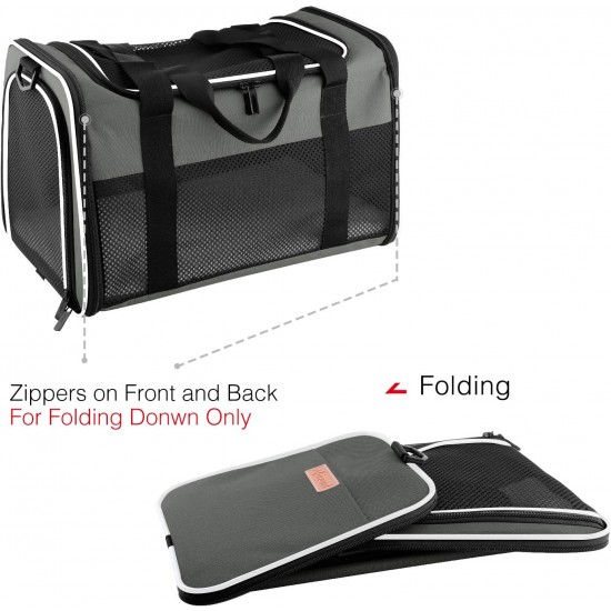 Cat Carrier - Portable Foldable Dog Carrier Soft Side Pocket for Pets up to 15 lbs, Airline Approved Travel Carrier for Puppies Cat Carrier - Portable Foldable Dog Carrier Soft Side Pocket for Pets up to 15 lbs, Airline Approved Travel Carrier for Puppies