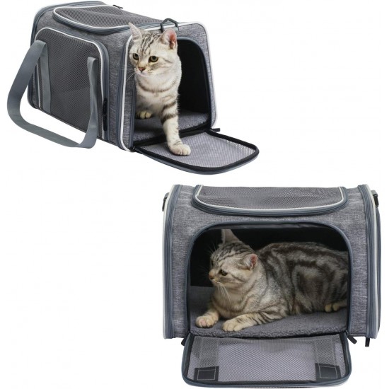 Cat Carrier - Portable Foldable Dog Carrier Soft Side Pocket for Pets up to 15 lbs, Airline Approved Travel Carrier for Puppies Cat Carrier - Portable Foldable Dog Carrier Soft Side Pocket for Pets up to 15 lbs, Airline Approved Travel Carrier for Puppies