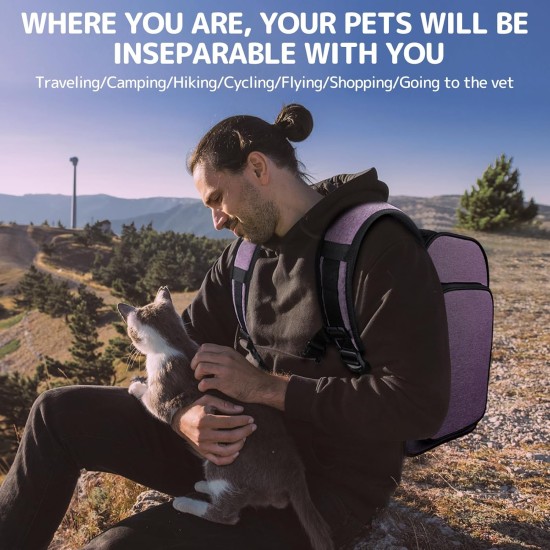 Cat Carrier Backpacks with Expandable Cat Play Tunnel, Airline Approved Pet Backpack for Small Dogs and Large Cats up to 25 lbs, Foldable Cat Travel Carrier Cat Carrier Backpacks with Expandable Cat Play Tunnel, Airline Approved Pet Backpack for Small Dogs and Large Cats up to 25 lbs, Foldable Cat Travel Carrier