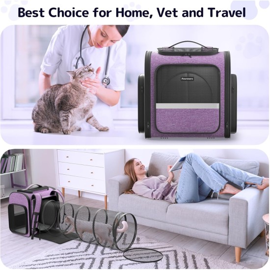 Cat Carrier Backpacks with Expandable Cat Play Tunnel, Airline Approved Pet Backpack for Small Dogs and Large Cats up to 25 lbs, Foldable Cat Travel Carrier Cat Carrier Backpacks with Expandable Cat Play Tunnel, Airline Approved Pet Backpack for Small Dogs and Large Cats up to 25 lbs, Foldable Cat Travel Carrier