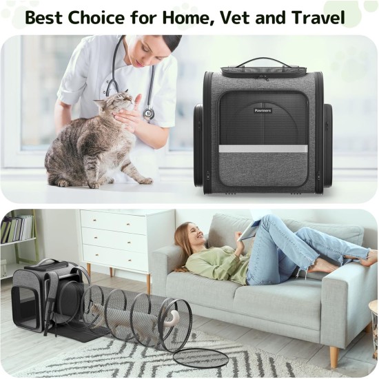 Cat Carrier Backpacks with Expandable Cat Play Tunnel, Airline Approved Pet Backpack for Small Dogs and Large Cats up to 25 lbs, Foldable Cat Travel Carrier Cat Carrier Backpacks with Expandable Cat Play Tunnel, Airline Approved Pet Backpack for Small Dogs and Large Cats up to 25 lbs, Foldable Cat Travel Carrier
