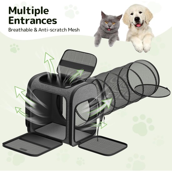 Cat Carrier Backpacks with Expandable Cat Play Tunnel, Airline Approved Pet Backpack for Small Dogs and Large Cats up to 25 lbs, Foldable Cat Travel Carrier Cat Carrier Backpacks with Expandable Cat Play Tunnel, Airline Approved Pet Backpack for Small Dogs and Large Cats up to 25 lbs, Foldable Cat Travel Carrier