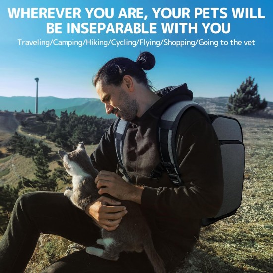 Cat Carrier Backpacks with Expandable Cat Play Tunnel, Airline Approved Pet Backpack for Small Dogs and Large Cats up to 25 lbs, Foldable Cat Travel Carrier Cat Carrier Backpacks with Expandable Cat Play Tunnel, Airline Approved Pet Backpack for Small Dogs and Large Cats up to 25 lbs, Foldable Cat Travel Carrier