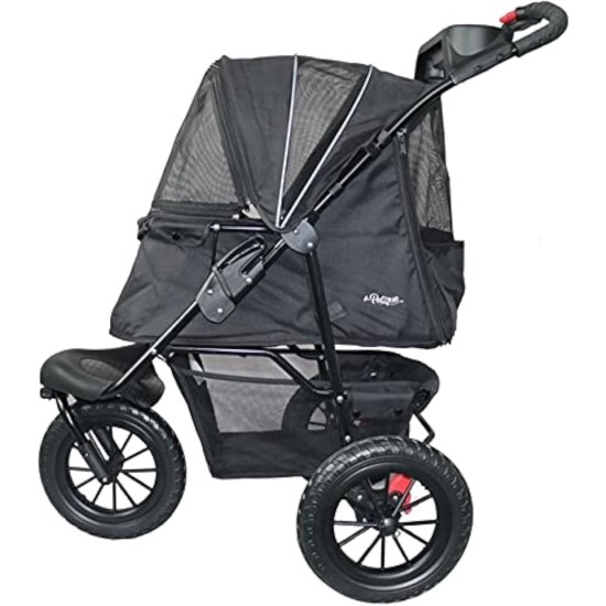Chinook Black | Luxury Dog Stroller | Front and Rear Wheels (30 cm) Made of EVA for Added Comfort Reflective Tape For Pets up to 23 kg Chinook Black | Luxury Dog Stroller | Front and Rear Wheels (30 cm) Made of EVA for Added Comfort Reflective Tape For Pets up to 23 kg