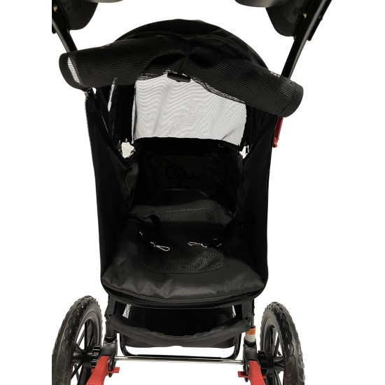 Chinook Black | Luxury Dog Stroller | Front and Rear Wheels (30 cm) Made of EVA for Added Comfort Reflective Tape For Pets up to 23 kg Chinook Black | Luxury Dog Stroller | Front and Rear Wheels (30 cm) Made of EVA for Added Comfort Reflective Tape For Pets up to 23 kg