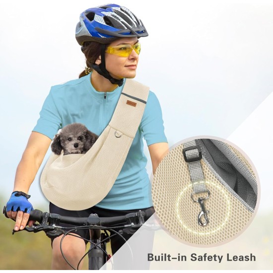 Classycoo Dog Carrier for Small Dogs, Breathable Mesh Bag for Pets, Travel Cat Carry Bag, Dog Carrier with Bag, Integrated Safety Lead, for 8 kg Pet (Beige) Classycoo Dog Carrier for Small Dogs, Breathable Mesh Bag for Pets, Travel Cat Carry Bag, Dog Carrier with Bag, Integrated Safety Lead, for 8 kg Pet (Beige)
