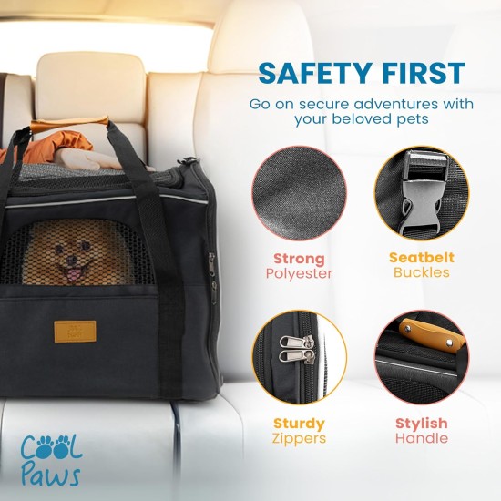 Cool Paws Premium Pet Carrier Travel Bag - Lightweight Cat Carrier - Dog Carrier with Handles | Breathable Puppy Carrier with Removable Mat | Dog Carrier - Cool Paws Premium Pet Carrier Travel Bag - Lightweight Cat Carrier - Dog Carrier with Handles | Breathable Puppy Carrier with Removable Mat | Dog Carrier -