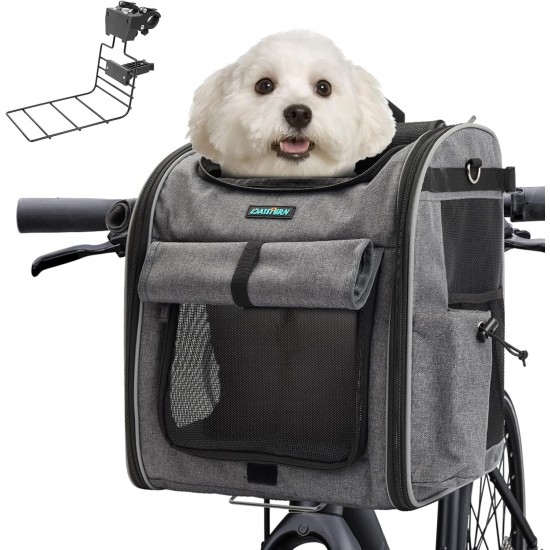 DAISTERN Dog Basket Bicycle Front up to 10 kg, Foldable Breathable Dog Bicycle Basket, 4-in-1 Backpack, Shoulder Bag, Car Seat with Robust L-shaped Holder, Diameter 55 mm, Comfortable Cushion DAISTERN Dog Basket Bicycle Front up to 10 kg, Foldable Breathable Dog Bicycle Basket, 4-in-1 Backpack, Shoulder Bag, Car Seat with Robust L-shaped Holder, Diameter 55 mm, Comfortable Cushion