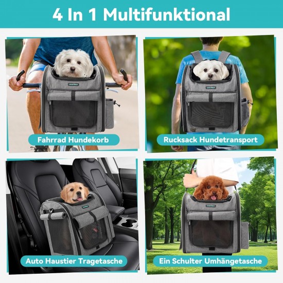DAISTERN Dog Basket Bicycle Front up to 10 kg, Foldable Breathable Dog Bicycle Basket, 4-in-1 Backpack, Shoulder Bag, Car Seat with Robust L-shaped Holder, Diameter 55 mm, Comfortable Cushion DAISTERN Dog Basket Bicycle Front up to 10 kg, Foldable Breathable Dog Bicycle Basket, 4-in-1 Backpack, Shoulder Bag, Car Seat with Robust L-shaped Holder, Diameter 55 mm, Comfortable Cushion