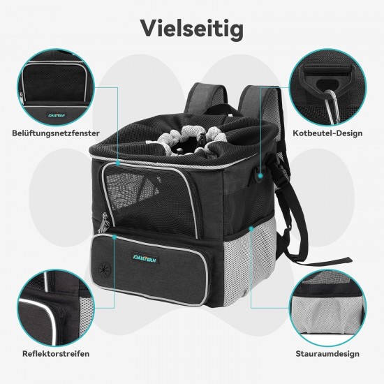 DAISTERN Dog Bicycle Basket up to 4 kg with Handlebar Adapter Diameter 53 mm, Dog Basket Bicycle Front Backpack Shoulder Bag Car Seat with Multiple Mesh Windows, Waterproof Seat Cushion, Suitable for DAISTERN Dog Bicycle Basket up to 4 kg with Handlebar Adapter Diameter 53 mm, Dog Basket Bicycle Front Backpack Shoulder Bag Car Seat with Multiple Mesh Windows, Waterproof Seat Cushion, Suitable for