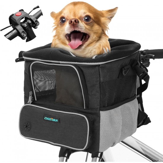 DAISTERN Dog Bicycle Basket up to 4 kg with Handlebar Adapter Diameter 53 mm, Dog Basket Bicycle Front Backpack Shoulder Bag Car Seat with Multiple Mesh Windows, Waterproof Seat Cushion, Suitable for DAISTERN Dog Bicycle Basket up to 4 kg with Handlebar Adapter Diameter 53 mm, Dog Basket Bicycle Front Backpack Shoulder Bag Car Seat with Multiple Mesh Windows, Waterproof Seat Cushion, Suitable for
