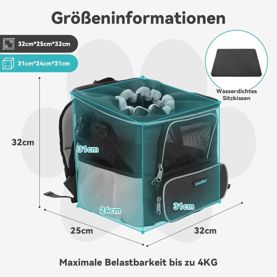 DAISTERN Dog Bicycle Basket up to 4 kg with Handlebar Adapter Diameter 80 mm, Dog Basket Bicycle Front Backpack Shoulder Bag Car Seat with Multiple Mesh Windows, Waterproof Seat Cushion, Suitable for DAISTERN Dog Bicycle Basket up to 4 kg with Handlebar Adapter Diameter 80 mm, Dog Basket Bicycle Front Backpack Shoulder Bag Car Seat with Multiple Mesh Windows, Waterproof Seat Cushion, Suitable for
