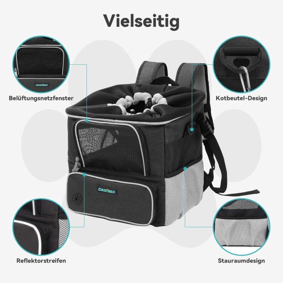 DAISTERN Dog Bicycle Basket up to 4 kg with Handlebar Adapter Diameter 80 mm, Dog Basket Bicycle Front Backpack Shoulder Bag Car Seat with Multiple Mesh Windows, Waterproof Seat Cushion, Suitable for DAISTERN Dog Bicycle Basket up to 4 kg with Handlebar Adapter Diameter 80 mm, Dog Basket Bicycle Front Backpack Shoulder Bag Car Seat with Multiple Mesh Windows, Waterproof Seat Cushion, Suitable for