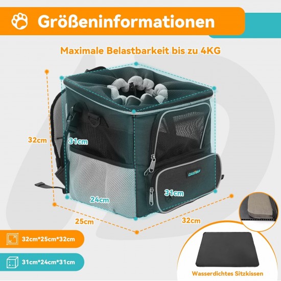 DAISTERN by BSWAY Dog Basket Bicycle Front up to 3 kg, Dog Bicycle Basket with Mounting Bracket Diameter 53 mm, Backpack, Shoulder Bag, Car Seat with Breathable Mesh Window, Waterproof Seat Cushion DAISTERN by BSWAY Dog Basket Bicycle Front up to 3 kg, Dog Bicycle Basket with Mounting Bracket Diameter 53 mm, Backpack, Shoulder Bag, Car Seat with Breathable Mesh Window, Waterproof Seat Cushion