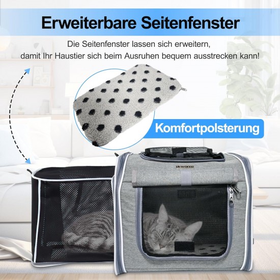 Dog Basket Bicycle Front, 4 in 1 Dog Bicycle Basket Expandable Bicycle Basket Dog up to 7 kg with Cushion, Pet Carrier Backpack with 4 Open Doors and 4 Mesh Windows for Small Dog Cats Dog Basket Bicycle Front, 4 in 1 Dog Bicycle Basket Expandable Bicycle Basket Dog up to 7 kg with Cushion, Pet Carrier Backpack with 4 Open Doors and 4 Mesh Windows for Small Dog Cats