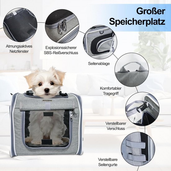 Dog Basket Bicycle Front, 4 in 1 Dog Bicycle Basket Expandable Bicycle Basket Dog up to 7 kg with Cushion, Pet Carrier Backpack with 4 Open Doors and 4 Mesh Windows for Small Dog Cats Dog Basket Bicycle Front, 4 in 1 Dog Bicycle Basket Expandable Bicycle Basket Dog up to 7 kg with Cushion, Pet Carrier Backpack with 4 Open Doors and 4 Mesh Windows for Small Dog Cats