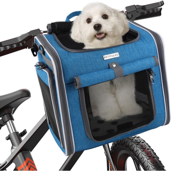 Dog Basket Bicycle Front, Foldable Dog Box Small Dogs, Breathable Visible Dog Bicycle Basket Front, Bicycle Baskets for Dogs with 8 kg Load Capacity, Visible Window, for Outdoor Riding and Camping Mi Dog Basket Bicycle Front, Foldable Dog Box Small Dogs, Breathable Visible Dog Bicycle Basket Front, Bicycle Baskets for Dogs with 8 kg Load Capacity, Visible Window, for Outdoor Riding and Camping Mi