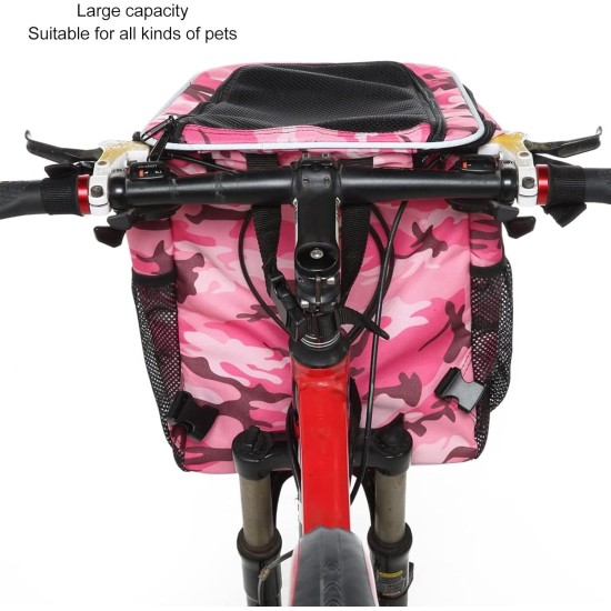 Dog Bicycle Basket, Waterproof Dog Bicycle Basket Backpack, Breathable and Removable Dog Carrier, Spacious and Comfortable Bicycle Basket for Outdoor Activities (Pink Camo) Dog Bicycle Basket, Waterproof Dog Bicycle Basket Backpack, Breathable and Removable Dog Carrier, Spacious and Comfortable Bicycle Basket for Outdoor Activities (Pink Camo)