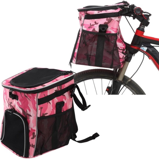 Dog Bicycle Basket, Waterproof Dog Bicycle Basket Backpack, Breathable and Removable Dog Carrier, Spacious and Comfortable Bicycle Basket for Outdoor Activities (Pink Camo) Dog Bicycle Basket, Waterproof Dog Bicycle Basket Backpack, Breathable and Removable Dog Carrier, Spacious and Comfortable Bicycle Basket for Outdoor Activities (Pink Camo)