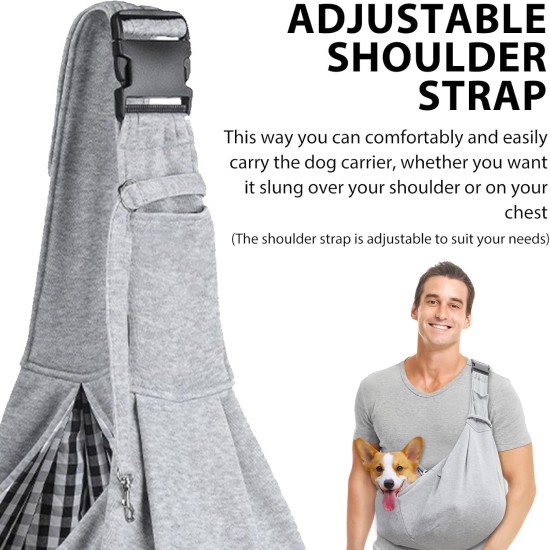 Dog Carrier, Adjustable Shoulder Strap, Sling Dog, Pet Dog Bag for Pets, Small Dog, Cat, Trips Carrying Capacity up to 7.5 kg (Grey) Dog Carrier, Adjustable Shoulder Strap, Sling Dog, Pet Dog Bag for Pets, Small Dog, Cat, Trips Carrying Capacity up to 7.5 kg (Grey)