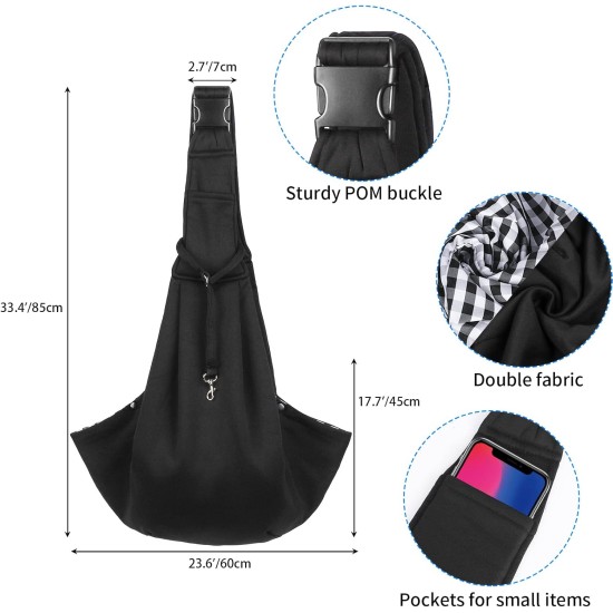 Dog Carrier Bag Adjustable Shoulder Strap Sling Dog Shoulder Bag for Pets Small Dog Cat Dog Bag for Outdoor and Excursions Carrying Capacity up to 7.5 kg, Black Dog Carrier Bag Adjustable Shoulder Strap Sling Dog Shoulder Bag for Pets Small Dog Cat Dog Bag for Outdoor and Excursions Carrying Capacity up to 7.5 kg, Black
