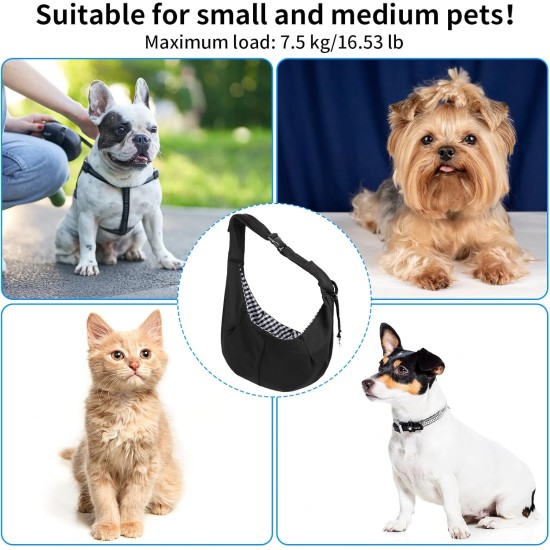 Dog Carrier Bag Adjustable Shoulder Strap Sling Dog Shoulder Bag for Pets Small Dog Cat Dog Bag for Outdoor and Excursions Carrying Capacity up to 7.5 kg, Black Dog Carrier Bag Adjustable Shoulder Strap Sling Dog Shoulder Bag for Pets Small Dog Cat Dog Bag for Outdoor and Excursions Carrying Capacity up to 7.5 kg, Black