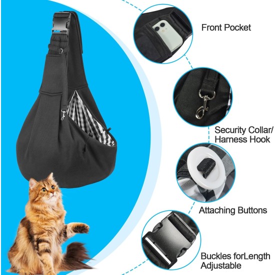 Dog Carrier Bag, Adjustable Sling for Dogs and Cats, Load Capacity up to 10 kg, Comfortable, Adjustable, Used for Outdoor Activities with Dogs and Cats, Weekend Trips and Walks (Black) Dog Carrier Bag, Adjustable Sling for Dogs and Cats, Load Capacity up to 10 kg, Comfortable, Adjustable, Used for Outdoor Activities with Dogs and Cats, Weekend Trips and Walks (Black)