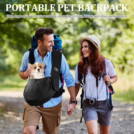 Dog Carrier Bag, Breathable Pet Bag, Load Capacity up to 6.5 kg, Hands-Free Dog Bag with Storage Bag for Small Dogs, Cats, Outdoor Walking Activities and Excursions (Black) Dog Carrier Bag, Breathable Pet Bag, Load Capacity up to 6.5 kg, Hands-Free Dog Bag with Storage Bag for Small Dogs, Cats, Outdoor Walking Activities and Excursions (Black)