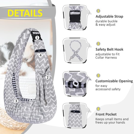 Dog Carrier Bag, Dog Bag for Small Dogs, Adjustable Shoulder Strap, Sling Dog, Sling Dog up to 7.5 kg, Walks and Outdoor Activities (Grey-A) Dog Carrier Bag, Dog Bag for Small Dogs, Adjustable Shoulder Strap, Sling Dog, Sling Dog up to 7.5 kg, Walks and Outdoor Activities (Grey-A)