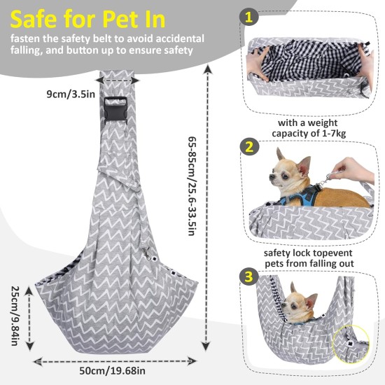Dog Carrier Bag, Dog Bag for Small Dogs, Adjustable Shoulder Strap, Sling Dog, Sling Dog up to 7.5 kg, Walks and Outdoor Activities (Grey-A) Dog Carrier Bag, Dog Bag for Small Dogs, Adjustable Shoulder Strap, Sling Dog, Sling Dog up to 7.5 kg, Walks and Outdoor Activities (Grey-A)