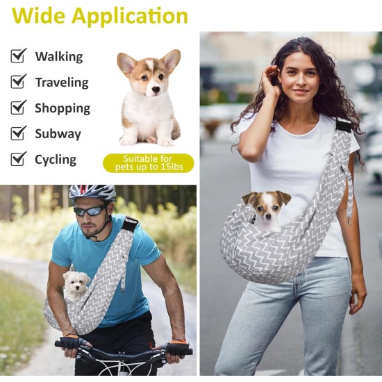 Dog Carrier Bag, Dog Bag for Small Dogs, Adjustable Shoulder Strap, Sling Dog, Sling Dog up to 7.5 kg, Walks and Outdoor Activities (Grey-A) Dog Carrier Bag, Dog Bag for Small Dogs, Adjustable Shoulder Strap, Sling Dog, Sling Dog up to 7.5 kg, Walks and Outdoor Activities (Grey-A)