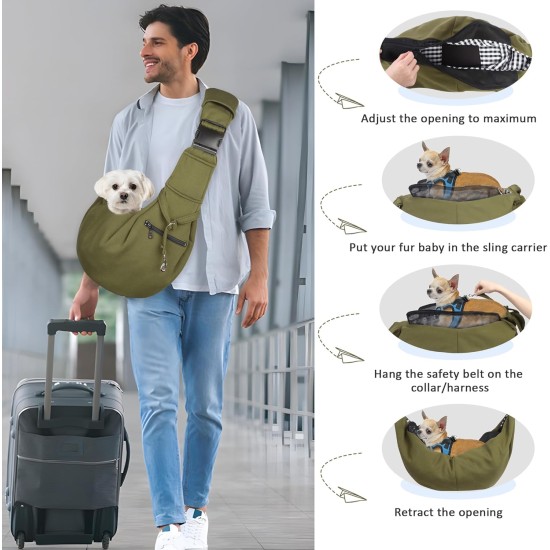 Dog Carrier Bag, Dog Carrier for Small Dogs, Sling Dog with Adjustable, Carry Bag for Small Dogs, Walks and Activities (Green) Dog Carrier Bag, Dog Carrier for Small Dogs, Sling Dog with Adjustable, Carry Bag for Small Dogs, Walks and Activities (Green)