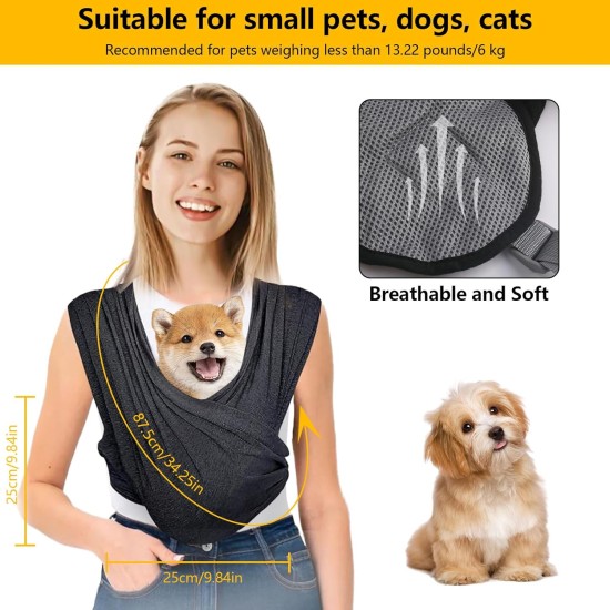 Dog Carrier Bag, Dog Sling for Small Dogs, Adjustable Strap, Dog Carrier Sling for Dogs and Cats, Outdoor Activities for Dogs and Cats, Outdoor Activities (Grey) Dog Carrier Bag, Dog Sling for Small Dogs, Adjustable Strap, Dog Carrier Sling for Dogs and Cats, Outdoor Activities for Dogs and Cats, Outdoor Activities (Grey)