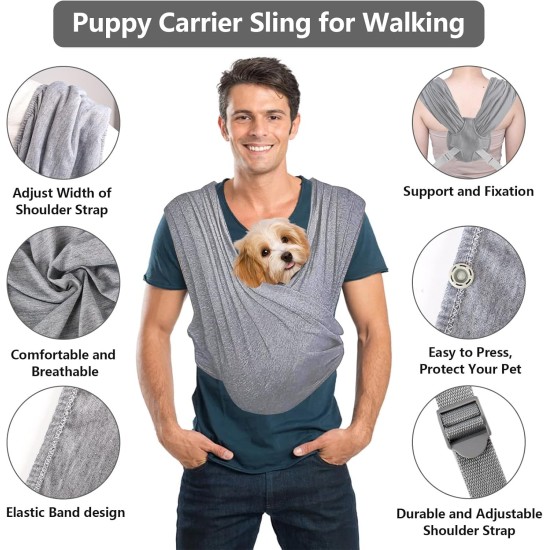 Dog Carrier Bag, Dog Sling for Small Dogs, Adjustable Strap, Dog Carrier Sling for Dogs and Cats, Outdoor Activities for Dogs and Cats, Outdoor Activities (Grey) Dog Carrier Bag, Dog Sling for Small Dogs, Adjustable Strap, Dog Carrier Sling for Dogs and Cats, Outdoor Activities for Dogs and Cats, Outdoor Activities (Grey)
