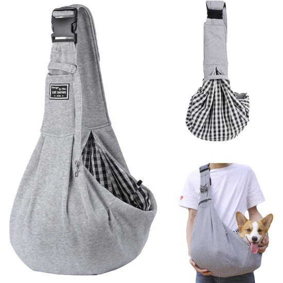 Dog Carrier Bag, Dog Sling up to 10 kg, Portable Carry Bag, Dog Bag for Walking Outdoor Activities and Excursions (Grey)