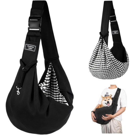 Dog Carrier Bag, Dog Sling up to 7.5 kg, Transport Bag for Dogs and Other Pets, Adjustable Shoulder Strap, Sling Dog, Dog Bag for Walks and Outdoor Activities (Black) Dog Carrier Bag, Dog Sling up to 7.5 kg, Transport Bag for Dogs and Other Pets, Adjustable Shoulder Strap, Sling Dog, Dog Bag for Walks and Outdoor Activities (Black)