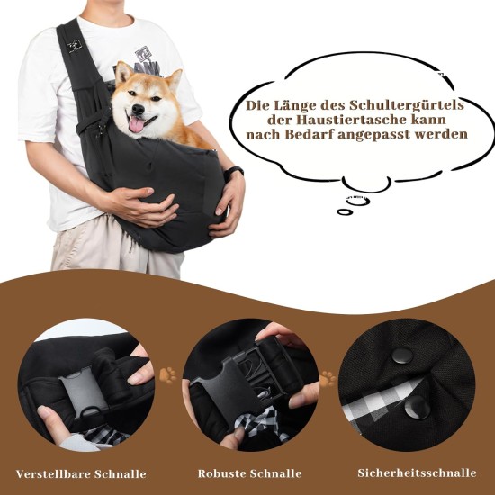 Dog Carrier Bag, Dog Sling up to 7.5 kg, Transport Bag for Dogs and Other Pets, Adjustable Shoulder Strap, Sling Dog, Dog Bag for Walks and Outdoor Activities (Black) Dog Carrier Bag, Dog Sling up to 7.5 kg, Transport Bag for Dogs and Other Pets, Adjustable Shoulder Strap, Sling Dog, Dog Bag for Walks and Outdoor Activities (Black)