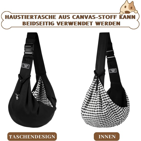 Dog Carrier Bag, Dog Sling up to 7.5 kg, Transport Bag for Dogs and Other Pets, Adjustable Shoulder Strap, Sling Dog, Dog Bag for Walks and Outdoor Activities (Black) Dog Carrier Bag, Dog Sling up to 7.5 kg, Transport Bag for Dogs and Other Pets, Adjustable Shoulder Strap, Sling Dog, Dog Bag for Walks and Outdoor Activities (Black)