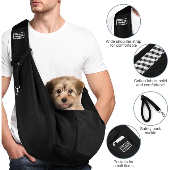 Dog Carrier Puppy Reversible Transport Bag for Dogs and Other Pets up to 7.5 kg Sling Dog Adjustable Secure Carry Strap for Small Dogs for Outdoor Walks Black Dog Carrier Puppy Reversible Transport Bag for Dogs and Other Pets up to 7.5 kg Sling Dog Adjustable Secure Carry Strap for Small Dogs for Outdoor Walks Black