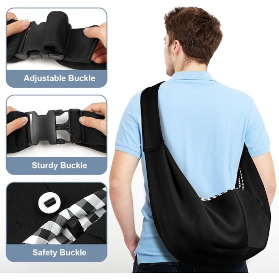 Dog Carrier Puppy Reversible Transport Bag for Dogs and Other Pets up to 7.5 kg Sling Dog Adjustable Secure Carry Strap for Small Dogs for Outdoor Walks Black Dog Carrier Puppy Reversible Transport Bag for Dogs and Other Pets up to 7.5 kg Sling Dog Adjustable Secure Carry Strap for Small Dogs for Outdoor Walks Black