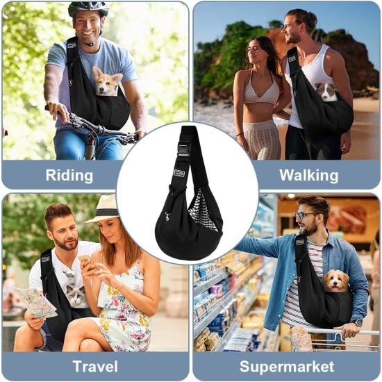 Dog Carrier Puppy Reversible Transport Bag for Dogs and Other Pets up to 7.5 kg Sling Dog Adjustable Secure Carry Strap for Small Dogs for Outdoor Walks Black Dog Carrier Puppy Reversible Transport Bag for Dogs and Other Pets up to 7.5 kg Sling Dog Adjustable Secure Carry Strap for Small Dogs for Outdoor Walks Black