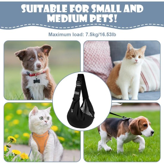 Dog Carrier Puppy Reversible Transport Bag for Dogs and Other Pets up to 7.5 kg Sling Dog Adjustable Secure Carry Strap for Small Dogs for Outdoor Walks Black Dog Carrier Puppy Reversible Transport Bag for Dogs and Other Pets up to 7.5 kg Sling Dog Adjustable Secure Carry Strap for Small Dogs for Outdoor Walks Black