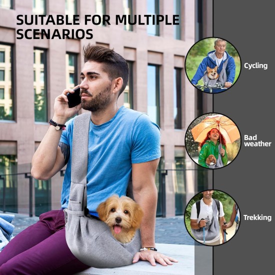 Dog Carrier Reversible with Storage Bag, Hands Free Sling for Small Dogs and Cats, Travel Safety Harness, Dog Cat Harness (Grey) Dog Carrier Reversible with Storage Bag, Hands Free Sling for Small Dogs and Cats, Travel Safety Harness, Dog Cat Harness (Grey)