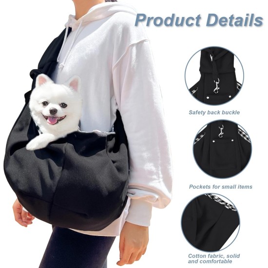 Dog Carrier Sling 7.5 kg Cat Carrier Sling Black Dog Bag with Hook and Side Pockets for Taking Pets to the Park, Walking or Shopping Dog Carrier Sling 7.5 kg Cat Carrier Sling Black Dog Bag with Hook and Side Pockets for Taking Pets to the Park, Walking or Shopping