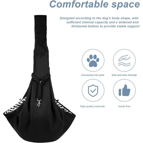 Dog Carrier Sling 7.5 kg Cat Carrier Sling Black Dog Bag with Hook and Side Pockets for Taking Pets to the Park, Walking or Shopping Dog Carrier Sling 7.5 kg Cat Carrier Sling Black Dog Bag with Hook and Side Pockets for Taking Pets to the Park, Walking or Shopping