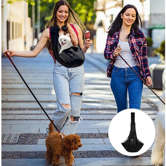 Dog Carrier Sling 7.5 kg Cat Carrier Sling Black Dog Bag with Hook and Side Pockets for Taking Pets to the Park, Walking or Shopping Dog Carrier Sling 7.5 kg Cat Carrier Sling Black Dog Bag with Hook and Side Pockets for Taking Pets to the Park, Walking or Shopping