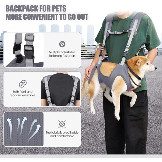 Dog Carrier Sling Portable Outdoor Backpack Emergency Backpack Pet Carrier for Elderly Dogs, Joint Injuries, Arthritis, Stair Climbing and Descending, Paralysis, Grey, S Dog Carrier Sling Portable Outdoor Backpack Emergency Backpack Pet Carrier for Elderly Dogs, Joint Injuries, Arthritis, Stair Climbing and Descending, Paralysis, Grey, S