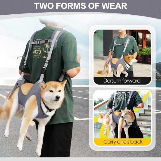 Dog Carrier Sling Portable Outdoor Backpack Emergency Backpack Pet Carrier for Elderly Dogs, Joint Injuries, Arthritis, Stair Climbing and Descending, Paralysis, Grey, S Dog Carrier Sling Portable Outdoor Backpack Emergency Backpack Pet Carrier for Elderly Dogs, Joint Injuries, Arthritis, Stair Climbing and Descending, Paralysis, Grey, S